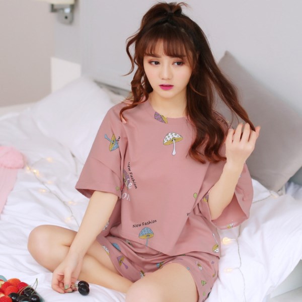 Thin Short Sleeve Cute Pajama Set