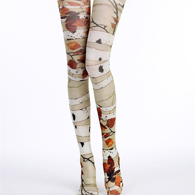 Printed Silk Stockings Jacquard Panty Women