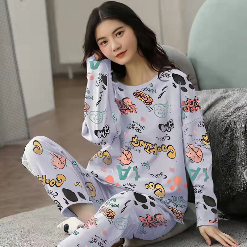 Printed Cartoon Knitting 2 Piece Pajama Sets